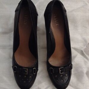 a.n.a Black Heeled Shoes with Perforated Detailing